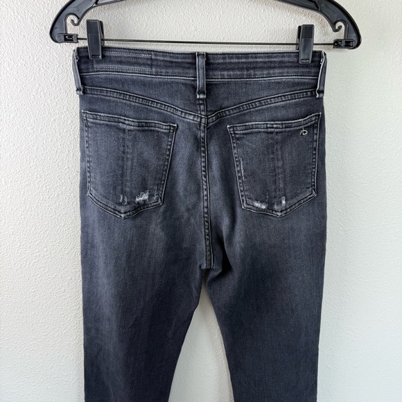 Rag & Bone Nina High-Rise Ankle Cigarette Jean Black Grafton w/Holes Denim 27 - Picture 10 of 14